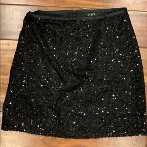 J Crew sequined black mini skirt size 00
